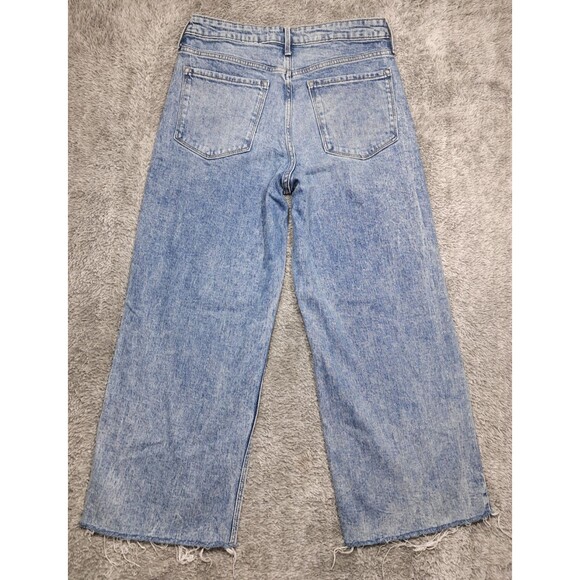 Old Navy Jeans Womens Sz 12 Wide Leg Denim Blue Stretch Extra High Rise - Picture 9 of 13